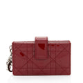 Dior Patent Leather Cannage Lady Dior 5 Gusset Card Holder (SHF-jwrIuS)