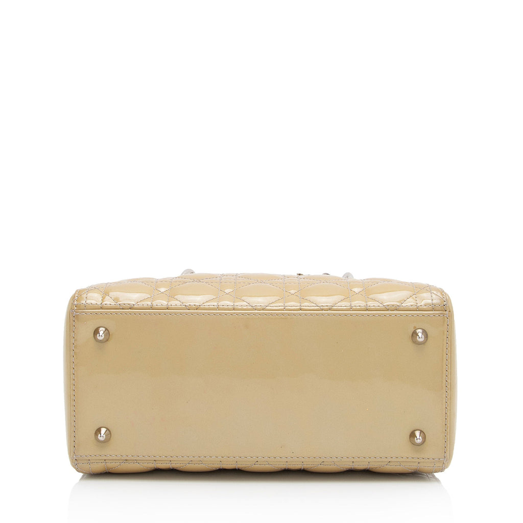 Dior Patent Leather Lady Dior Medium Tote (SHF-595Avu)