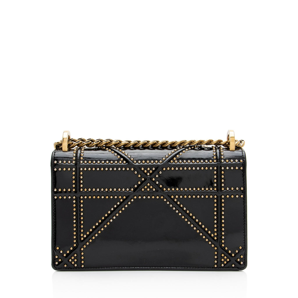 Dior Patent Leather Studded Diorama Small Shoulder Bag