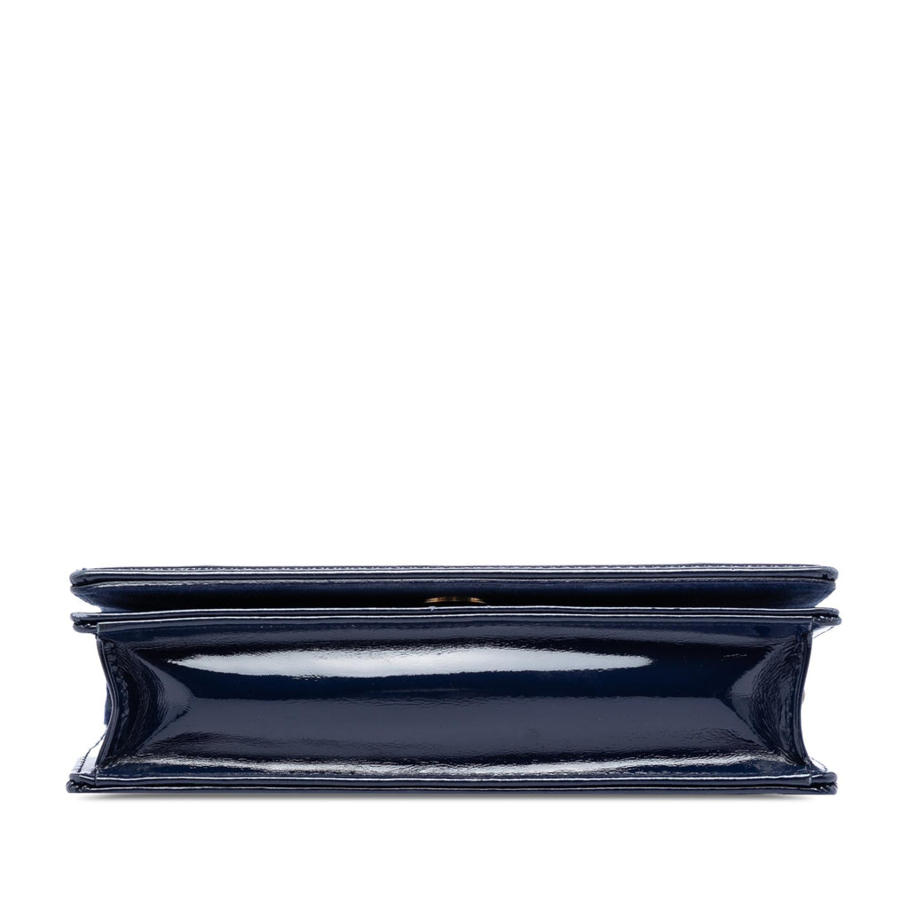 Dior Patent Studded Diorama Top Handle Wallet on Chain