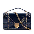 Dior Patent Studded Diorama Top Handle Wallet on Chain