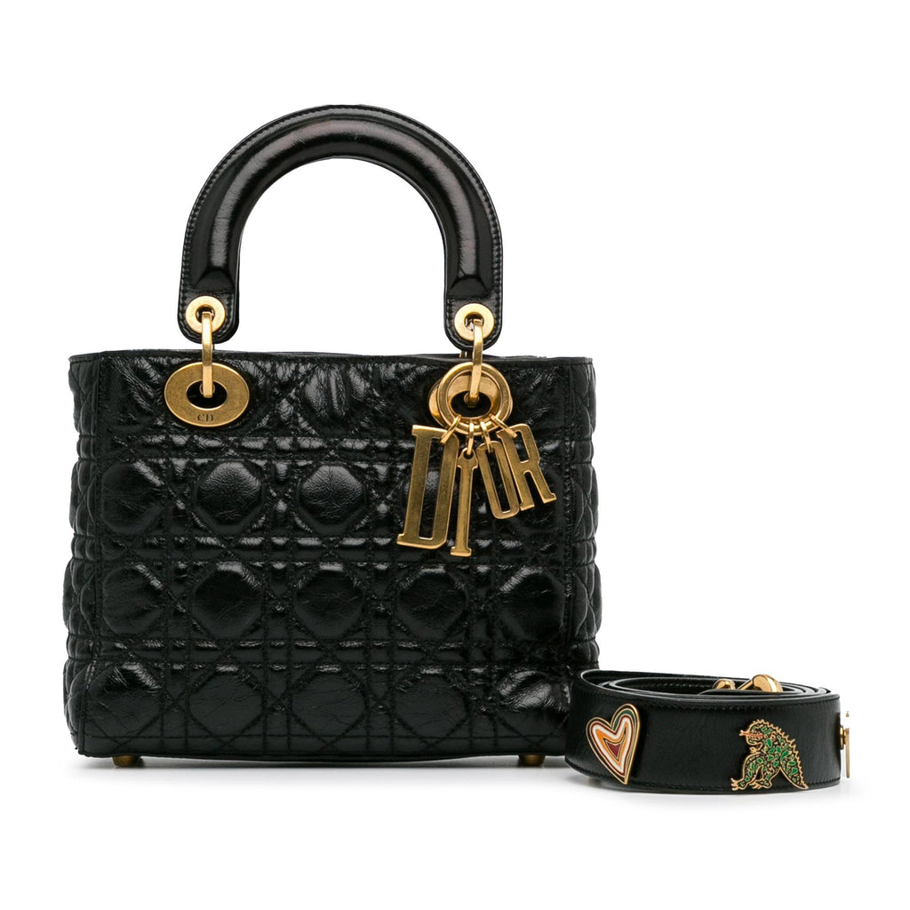 Dior Small Crinkled Patent Cannage Lucky Badges My Lady Dior (SHG-RZhaEd)