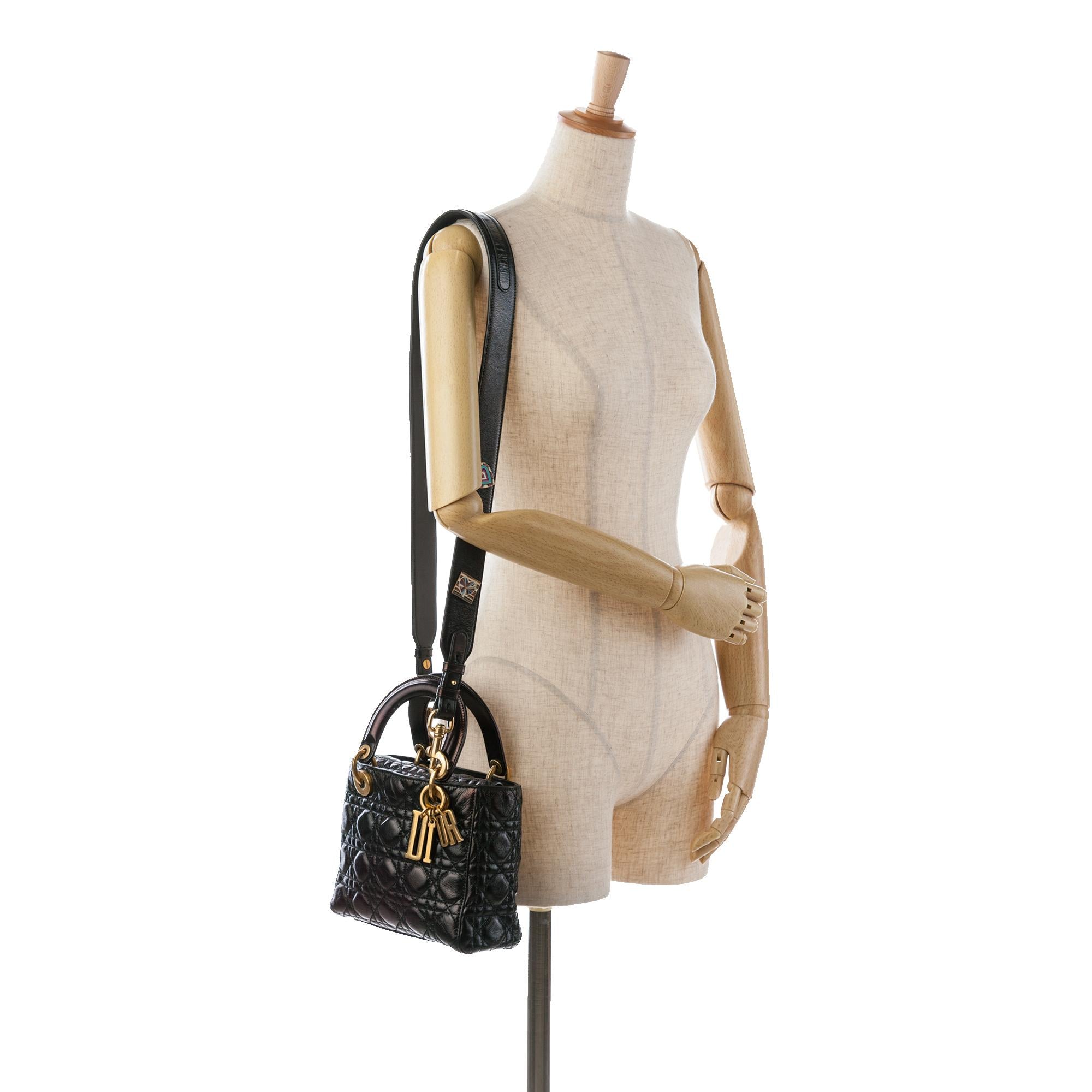 Dior Small Crinkled Patent Cannage Lucky Badges My Lady Dior (SHG-Skvge5)