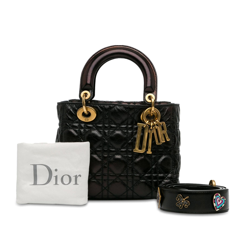 Dior Small Crinkled Patent Cannage Lucky Badges My Lady Dior (SHG-Skvge5)
