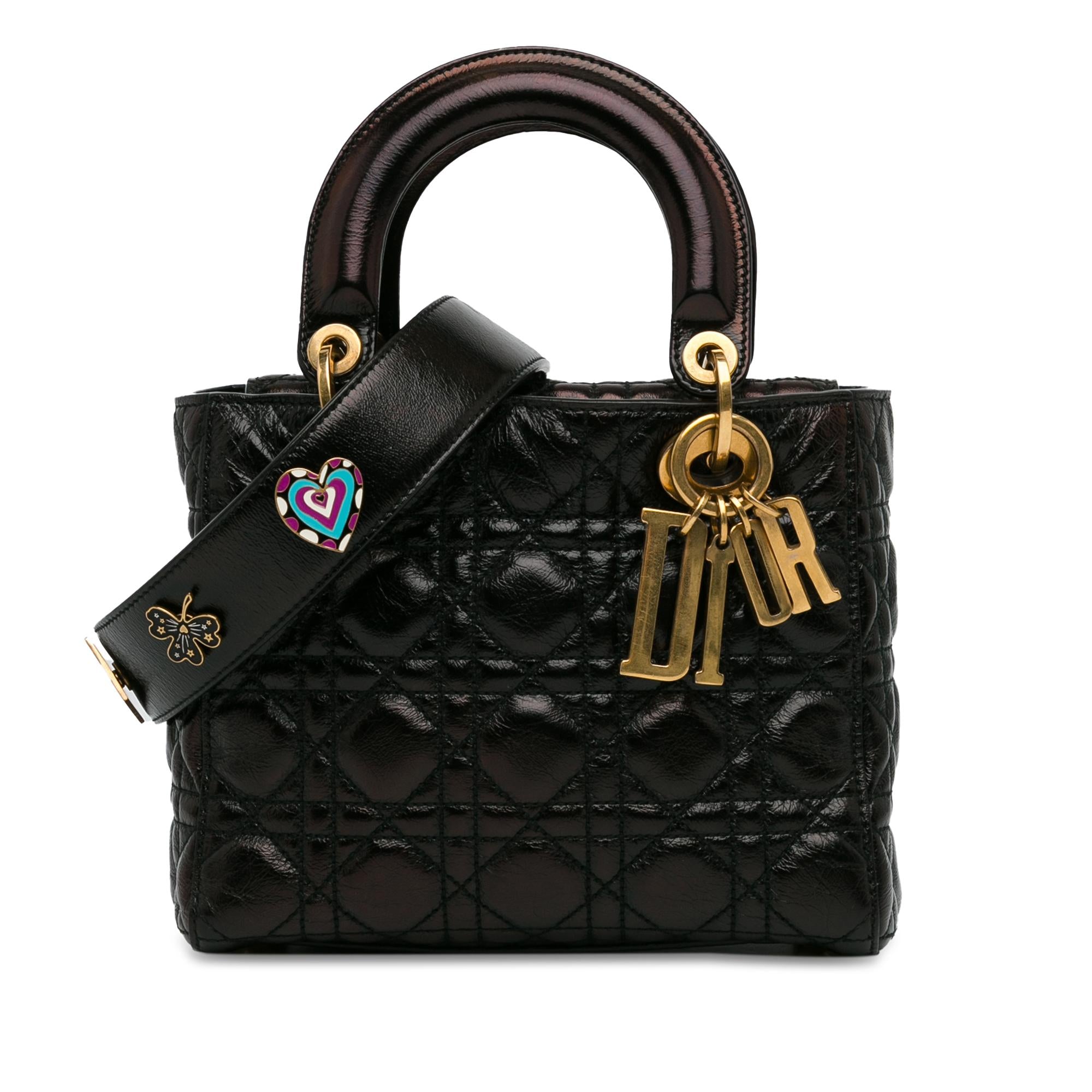 Dior Small Crinkled Patent Cannage Lucky Badges My Lady Dior (SHG-Skvge5)