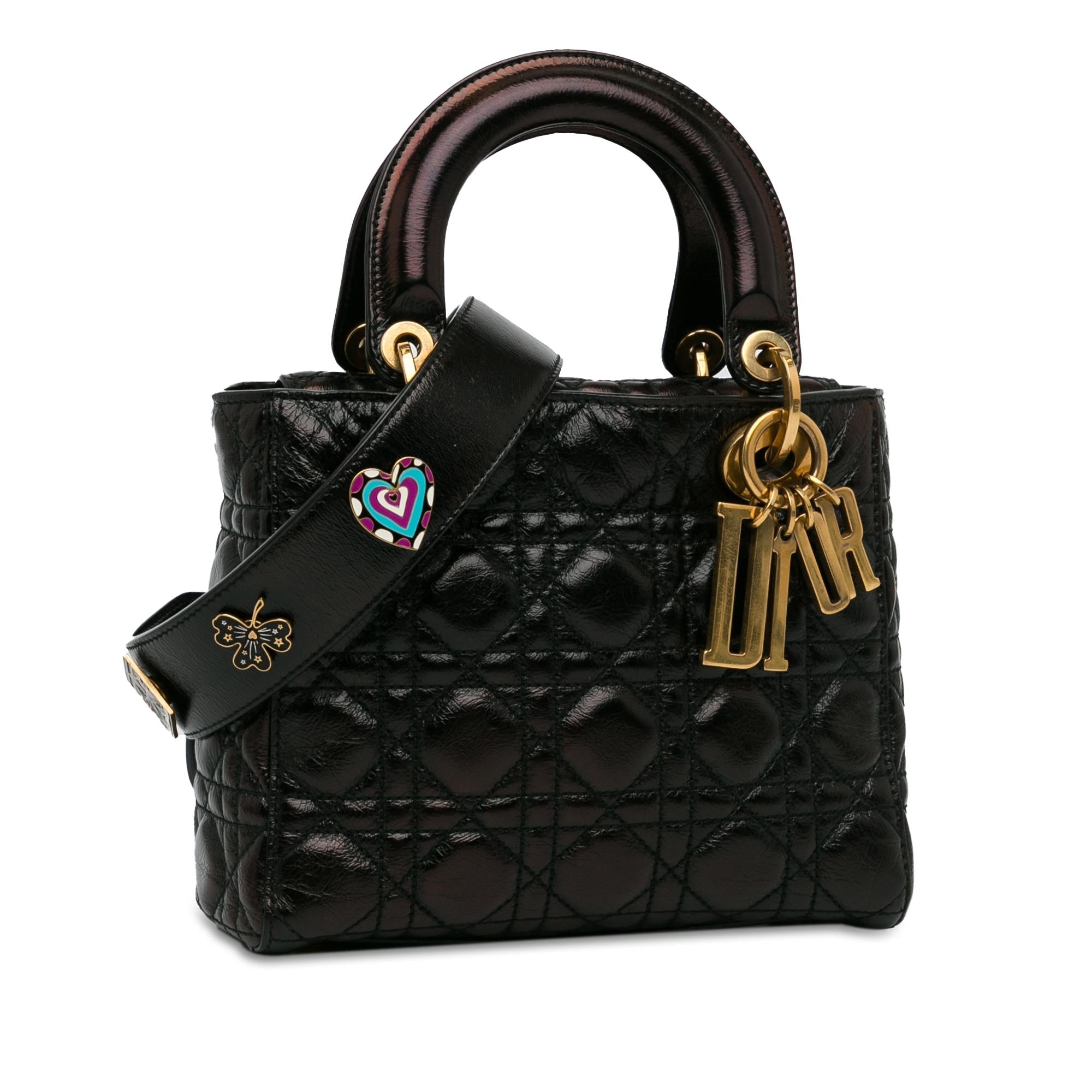 Dior Small Crinkled Patent Cannage Lucky Badges My Lady Dior (SHG-Skvge5)