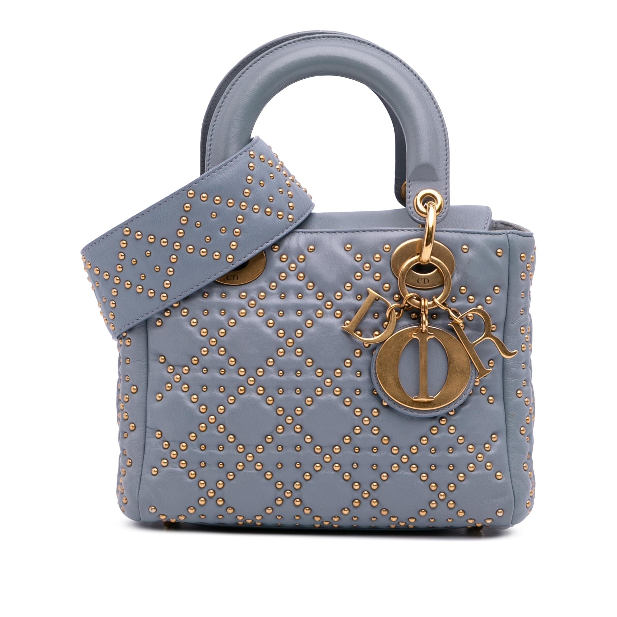 Dior Small Lambskin Cannage Studded Supple Lady Dior