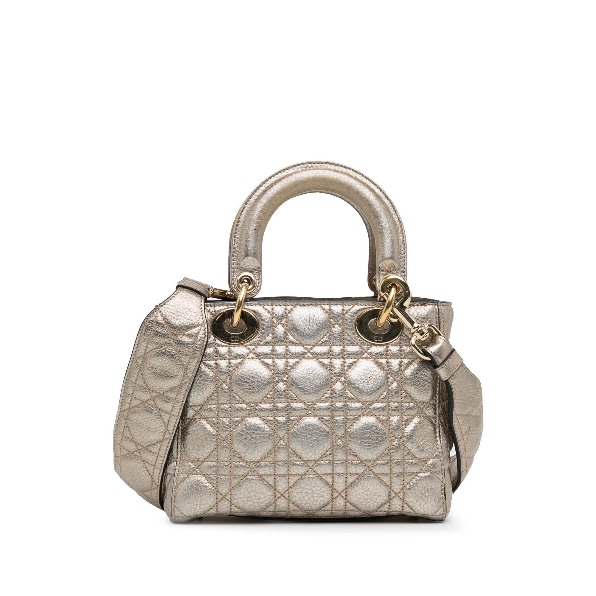 Dior Small Metallic Calfskin Cannage Supple Lady Dior (SHG-8pOeRj)
