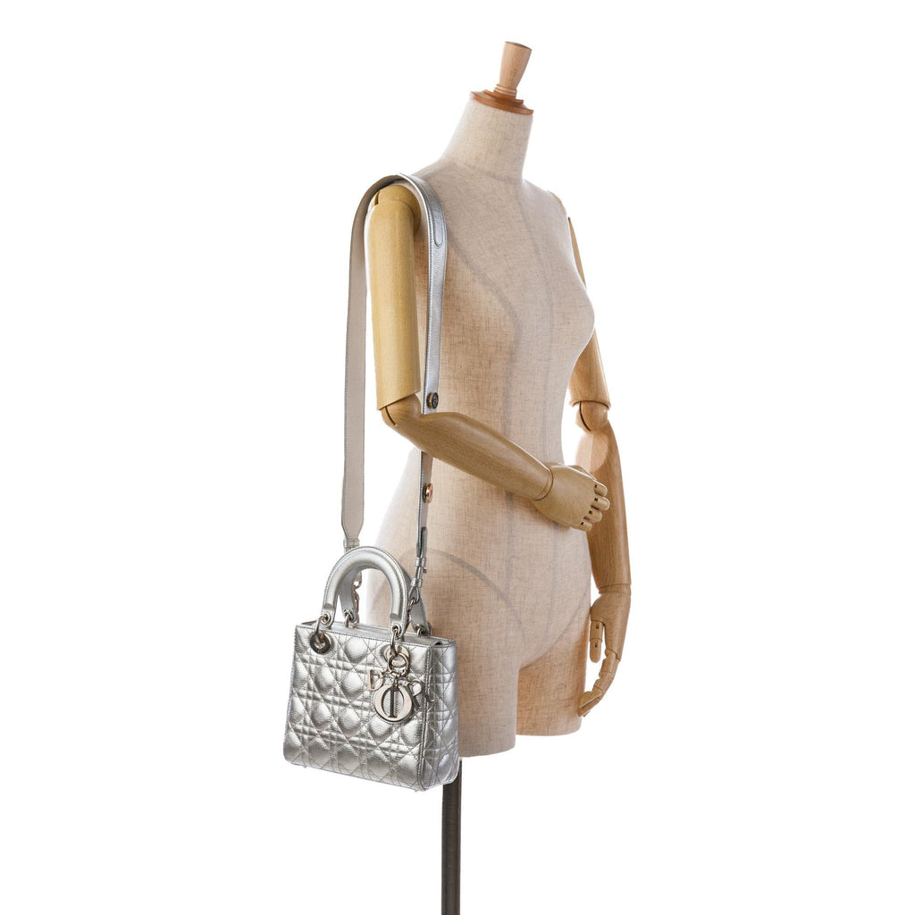 Dior Small Metallic Grained Calfskin Cannage Lucky Badges My Lady Dior (SHG-iCfjm7)