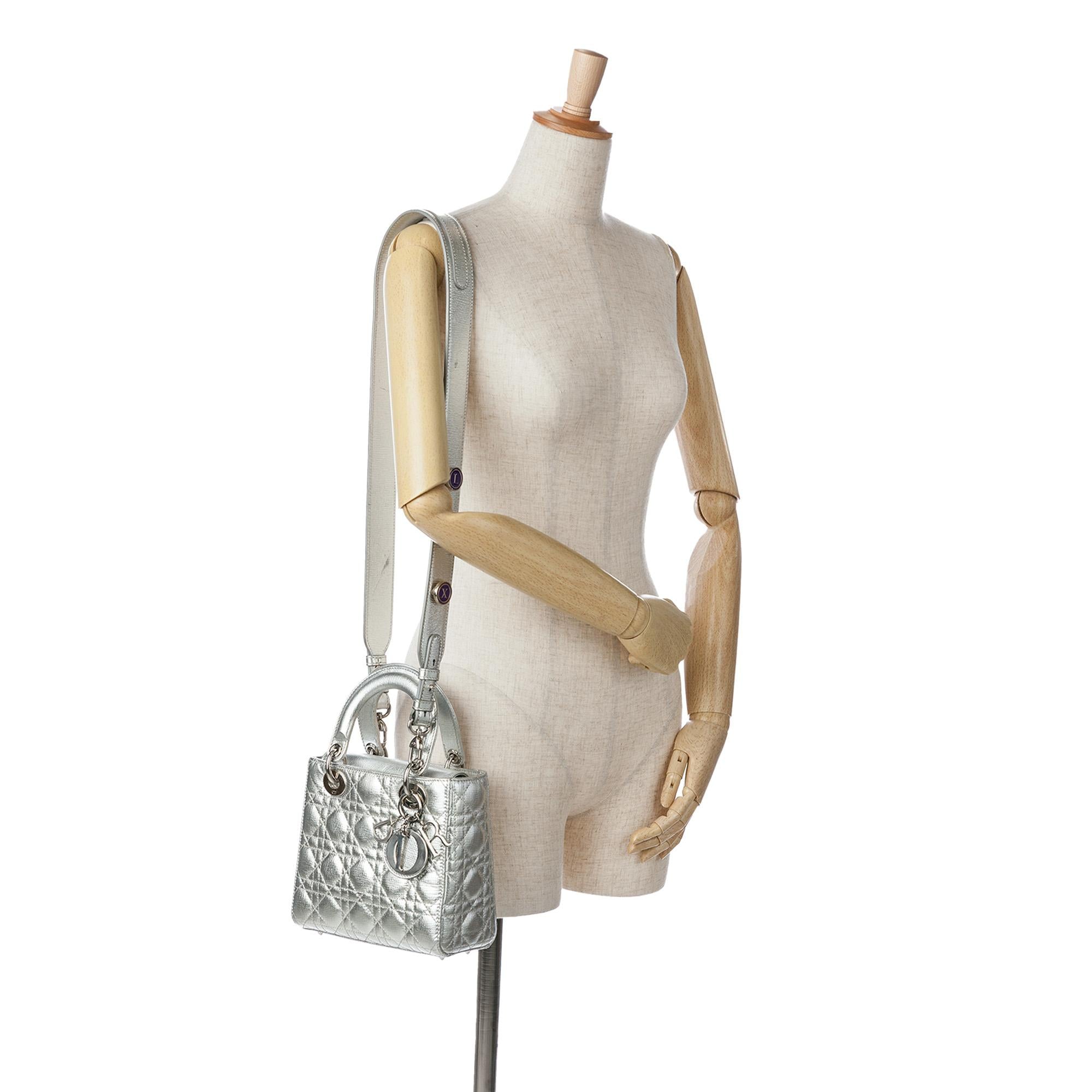 Dior Small Metallic Grained Calfskin Cannage Lucky Badges My Lady Dior (SHG-JrV0kw)