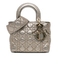 Dior Small Metallic Grained Calfskin Cannage Supple Lady Dior