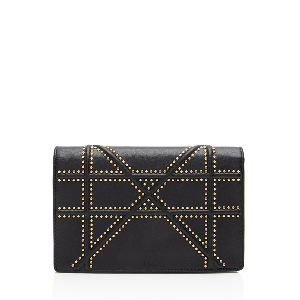 Dior Calfskin Studded Diorama Wallet on Chain Bag