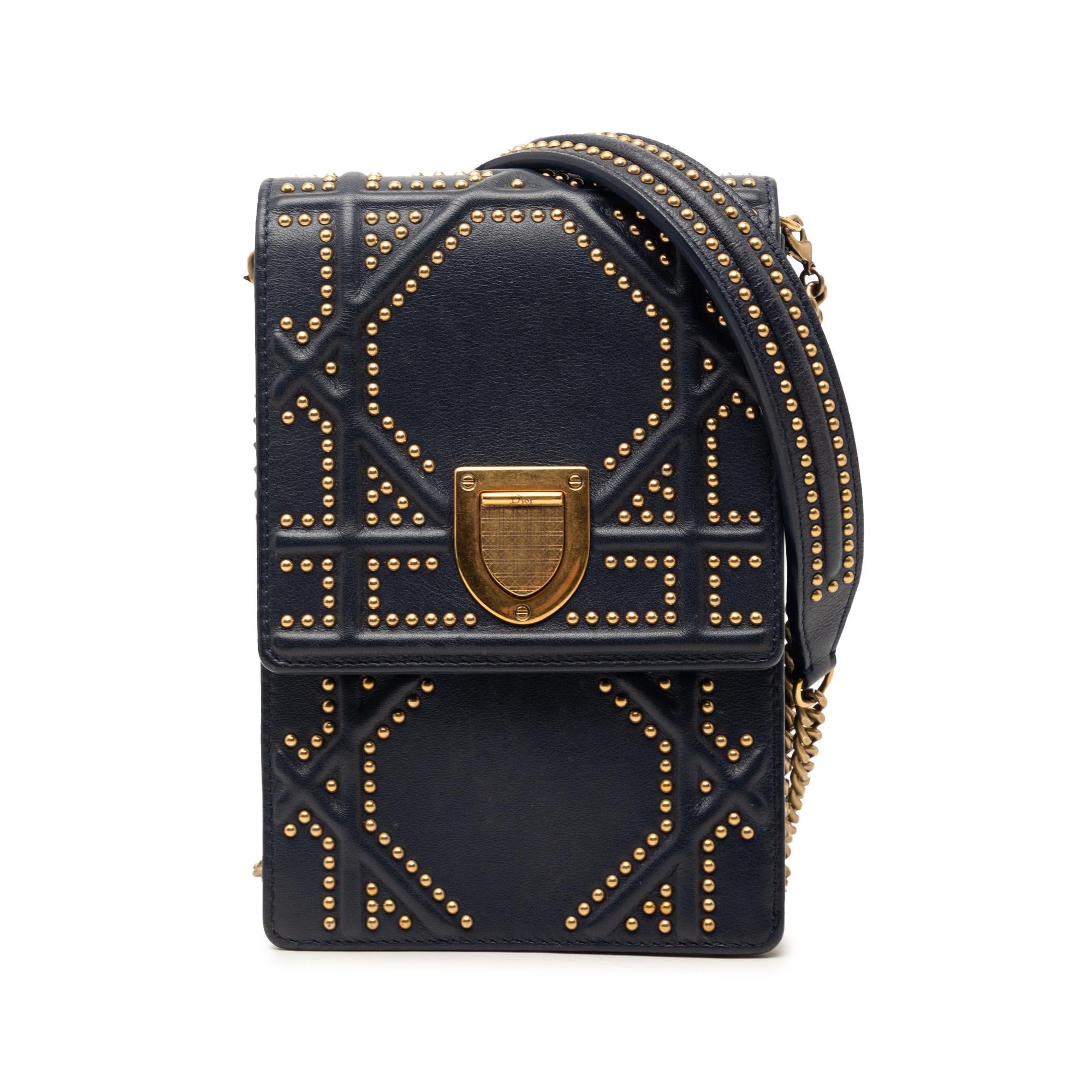 Dior Studded Lambskin Vertical Diorama Crossbody