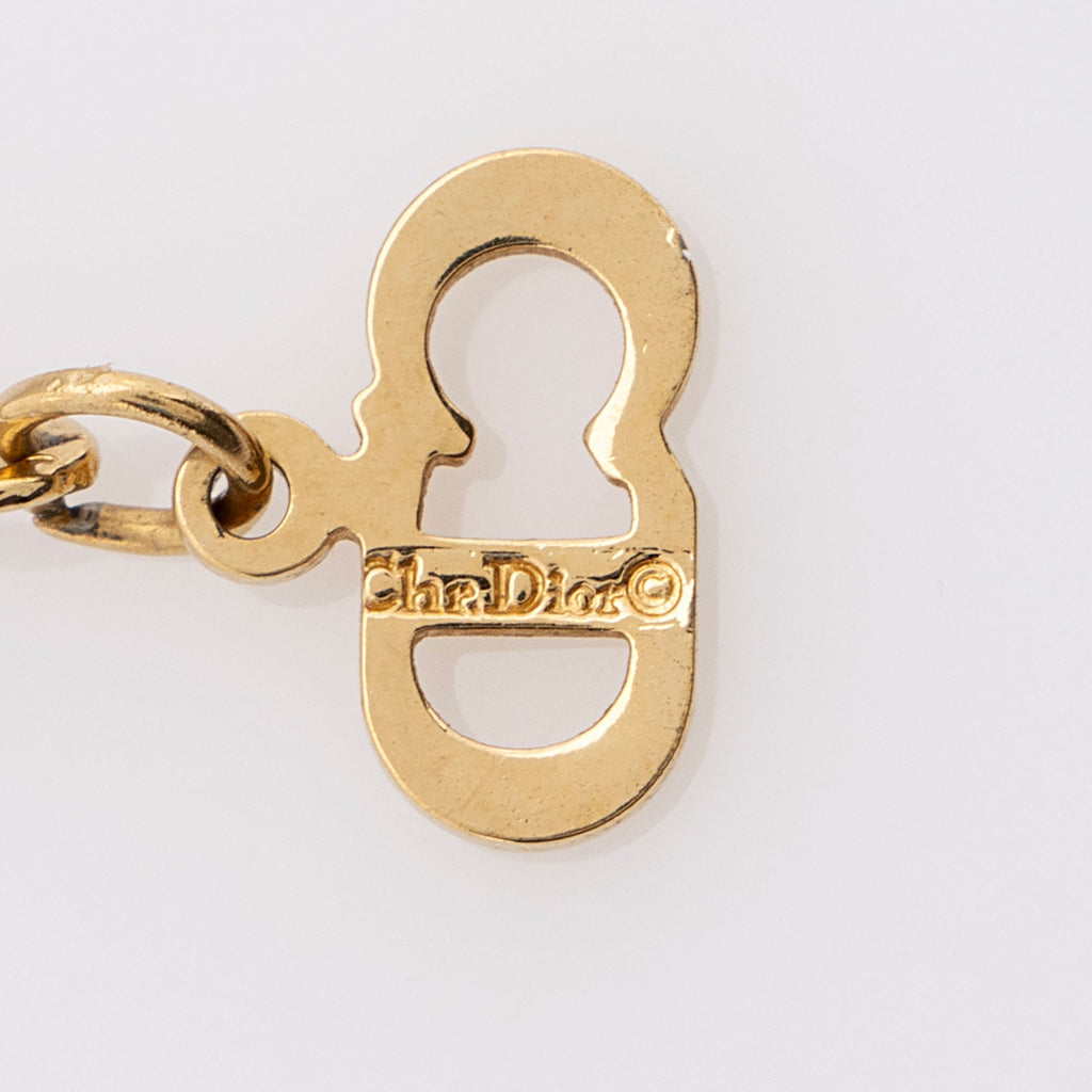 Dior Vintage Crystal Heart CD Logo Necklace