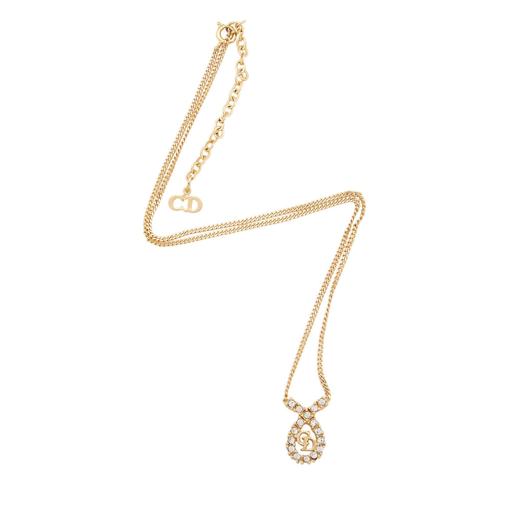 Dior Vintage Crystal Teardrop Necklace