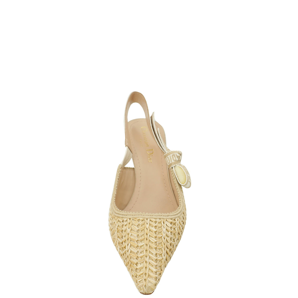 Christian Dior Naturel Raffia J'Adior Slingback Pumps 36