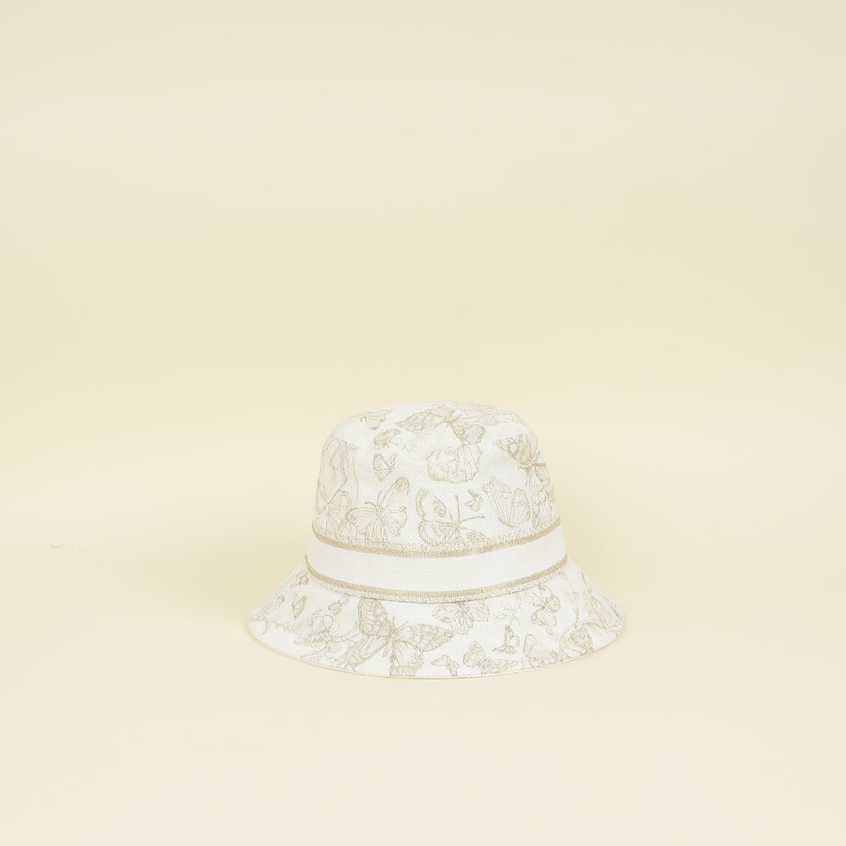 Christian Dior White Gold Butterfly Embroidered Bucket Hat