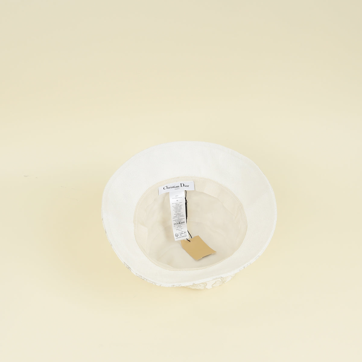 Christian Dior White Gold Butterfly Embroidered Bucket Hat