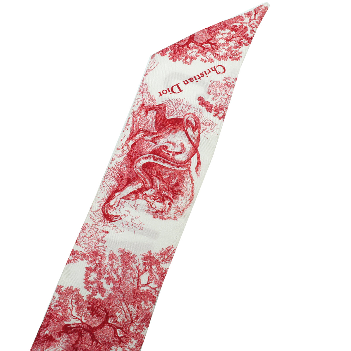 Christian Dior Bicolor Toile De Jouy Silk Twilly