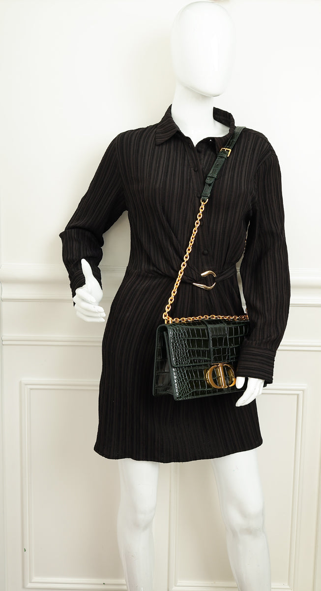 Christian Dior Forest Green Alligator 30 Montaigne Medium Bag