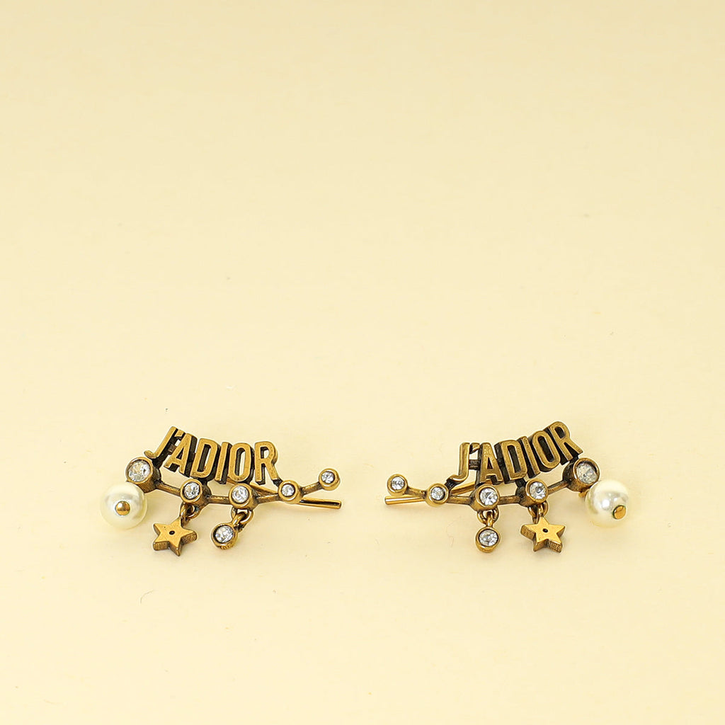 Christian Dior Antique Gold J'Adior Crystal Drop Earrings
