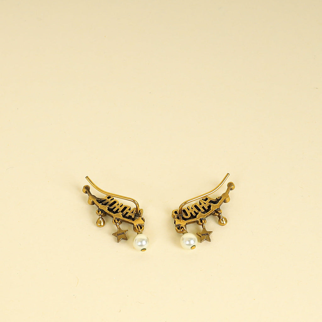 Christian Dior Antique Gold J'Adior Crystal Drop Earrings