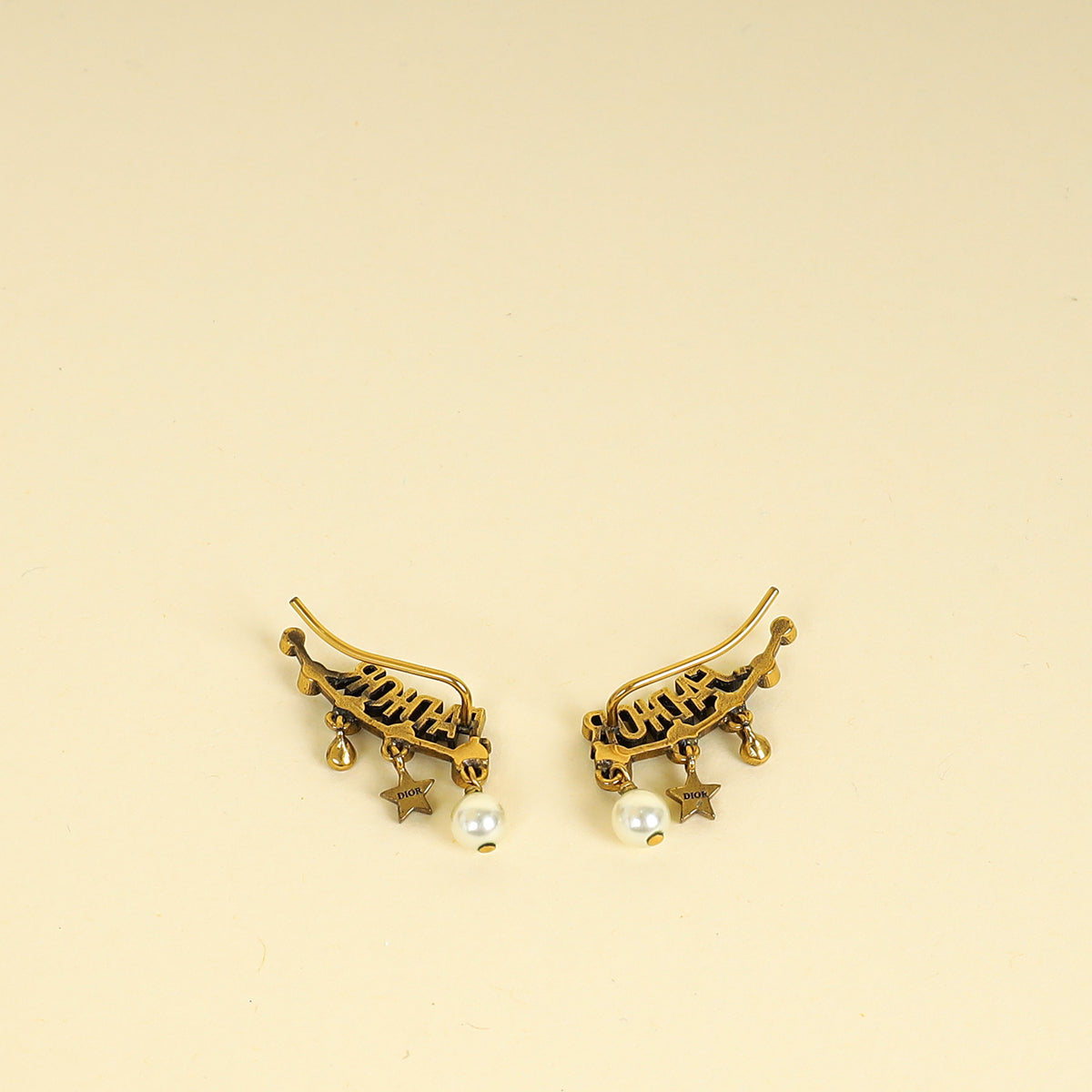 Christian Dior Antique Gold J'Adior Crystal Drop Earrings