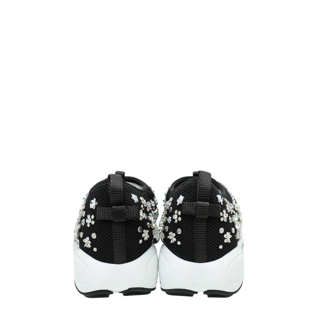 Christian Dior Black Crystal Embroidered Fusion Sneakers 38