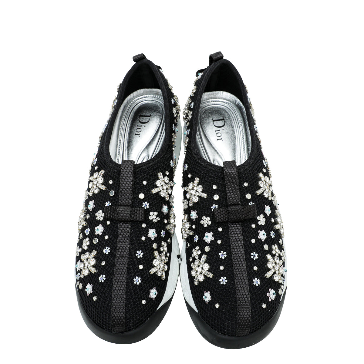 Christian Dior Black Crystal Embroidered Fusion Sneakers 38