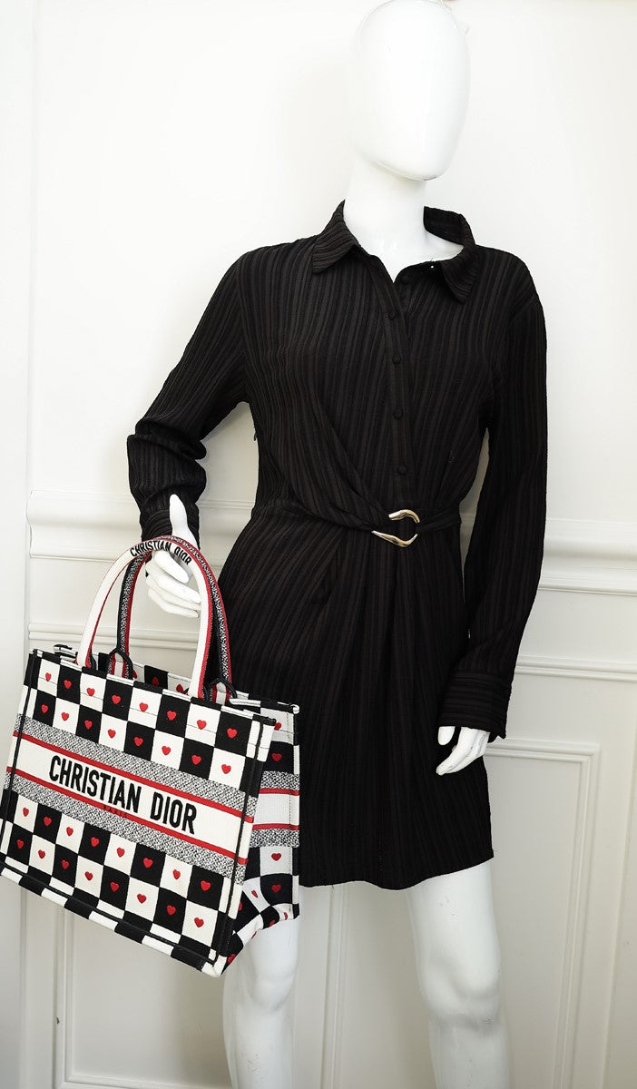 Christian Dior Tricolor Dioramour D-Chess Heart Book Medium Tote Bag