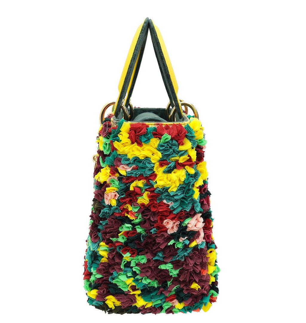 Christian Dior Yellow Multicolor L.E Shara Hughes Lady Dior Medium Bag