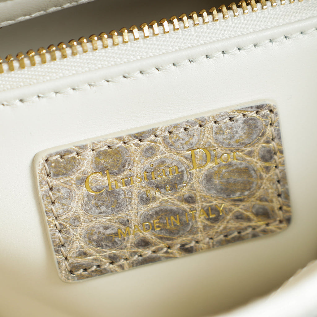 Christian Dior Bicolor Lady Dior Himalaya Crocodile Mini Chain Bag