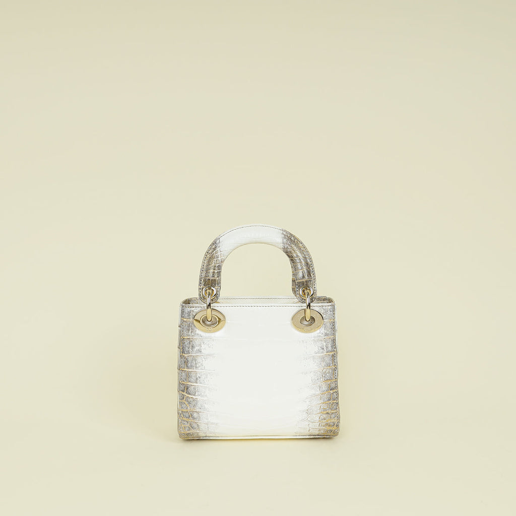 Christian Dior Bicolor Lady Dior Himalaya Crocodile Mini Chain Bag