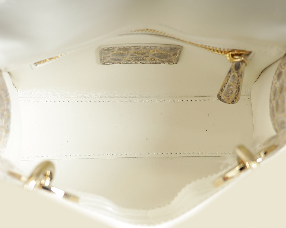 Christian Dior Bicolor Lady Dior Himalaya Crocodile Mini Chain Bag