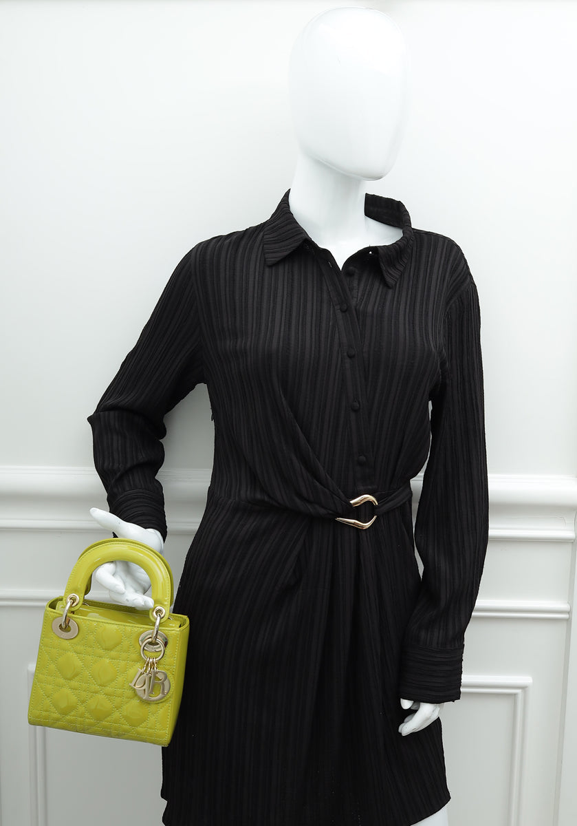 Christian Dior Lime Yellow Lady Dior Mini Bag