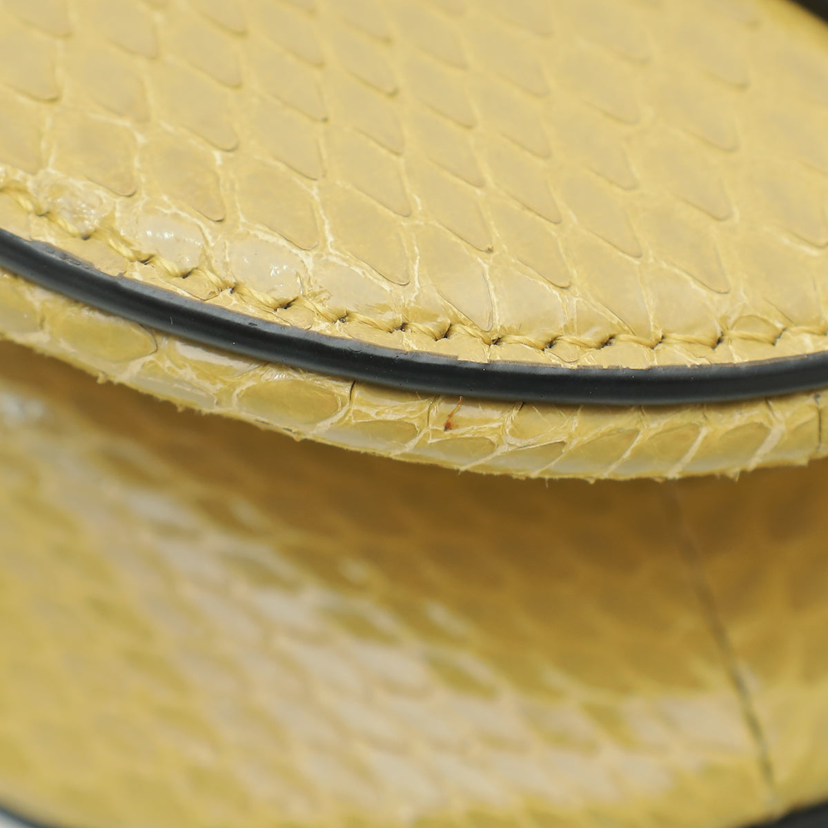 Christian Dior Dark Mustard Python Saddle Mini Bag