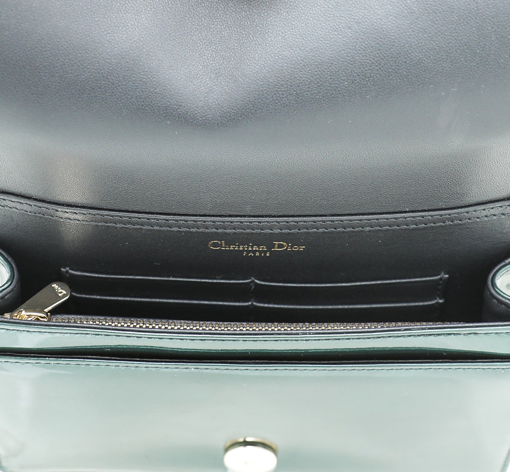 Christian Dior Emarled Green Diorama Microcannage Wallet On Chain