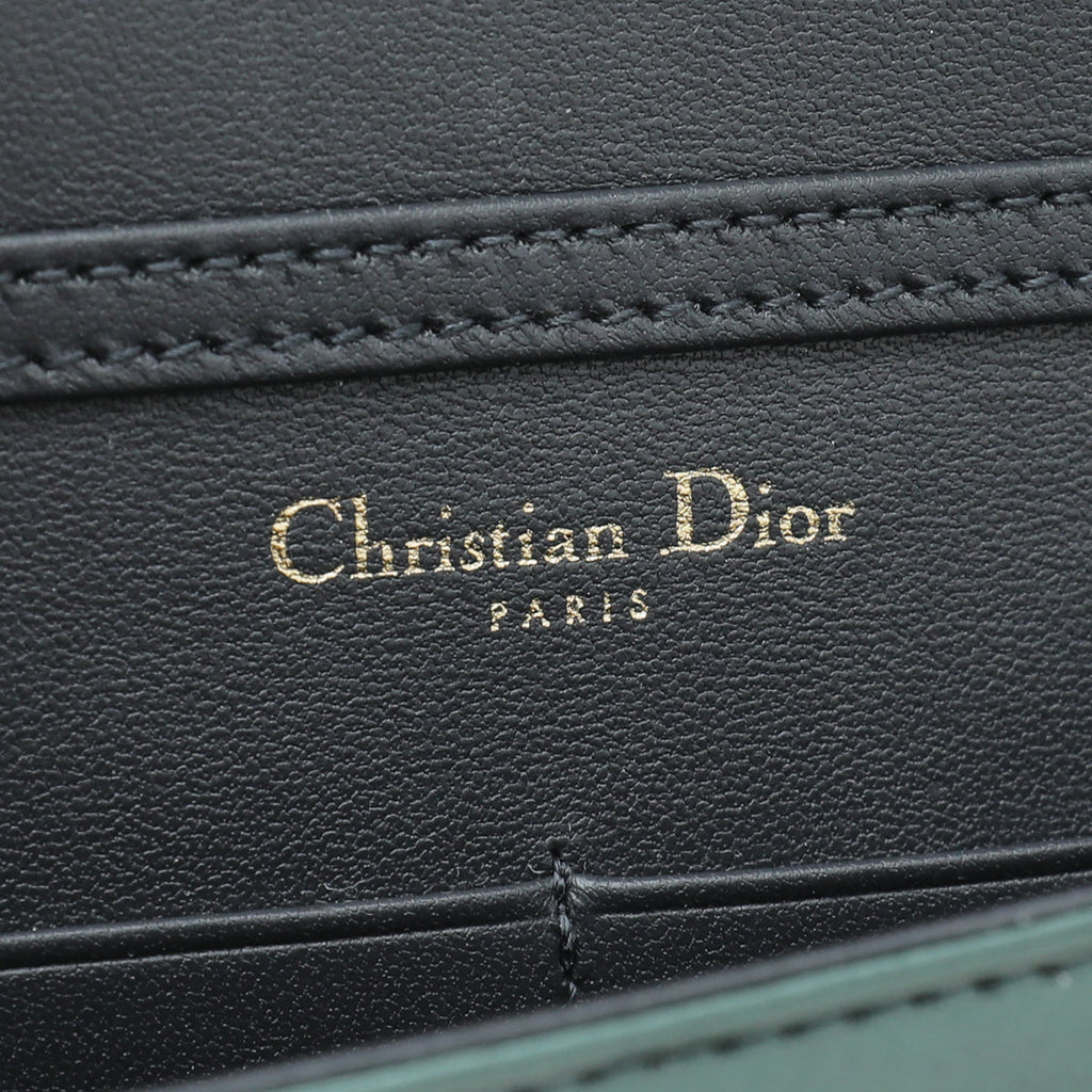 Christian Dior Emarled Green Diorama Microcannage Wallet On Chain