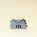 Christian Dior Blue Denim Macrocannage Medium Caro Bag