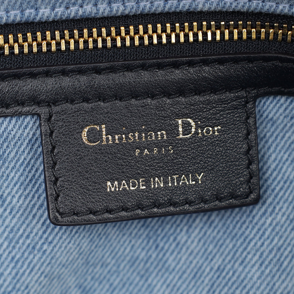 Christian Dior Blue Denim Macrocannage Medium Caro Bag