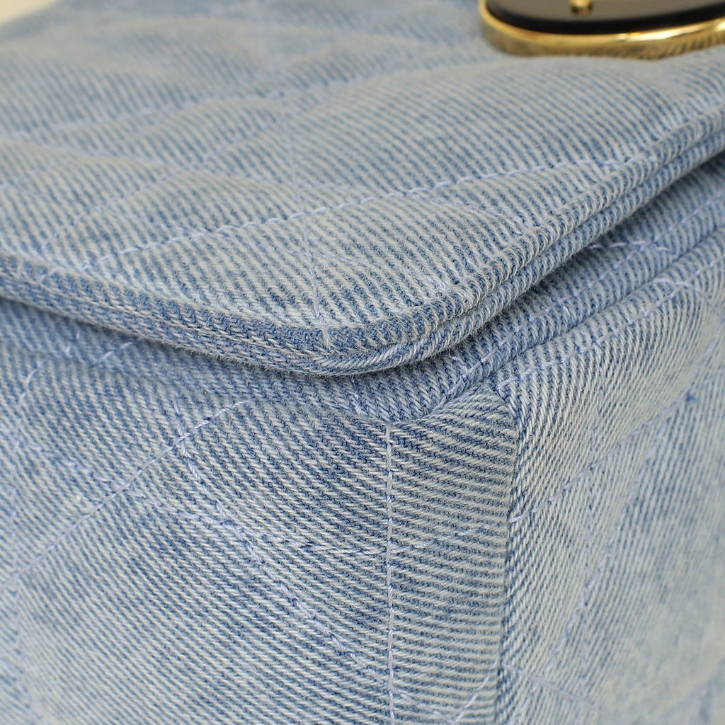 Christian Dior Blue Denim Macrocannage Medium Caro Bag