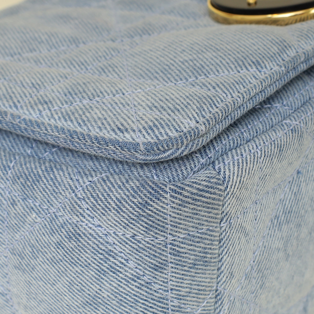 Christian Dior Blue Denim Macrocannage Medium Caro Bag