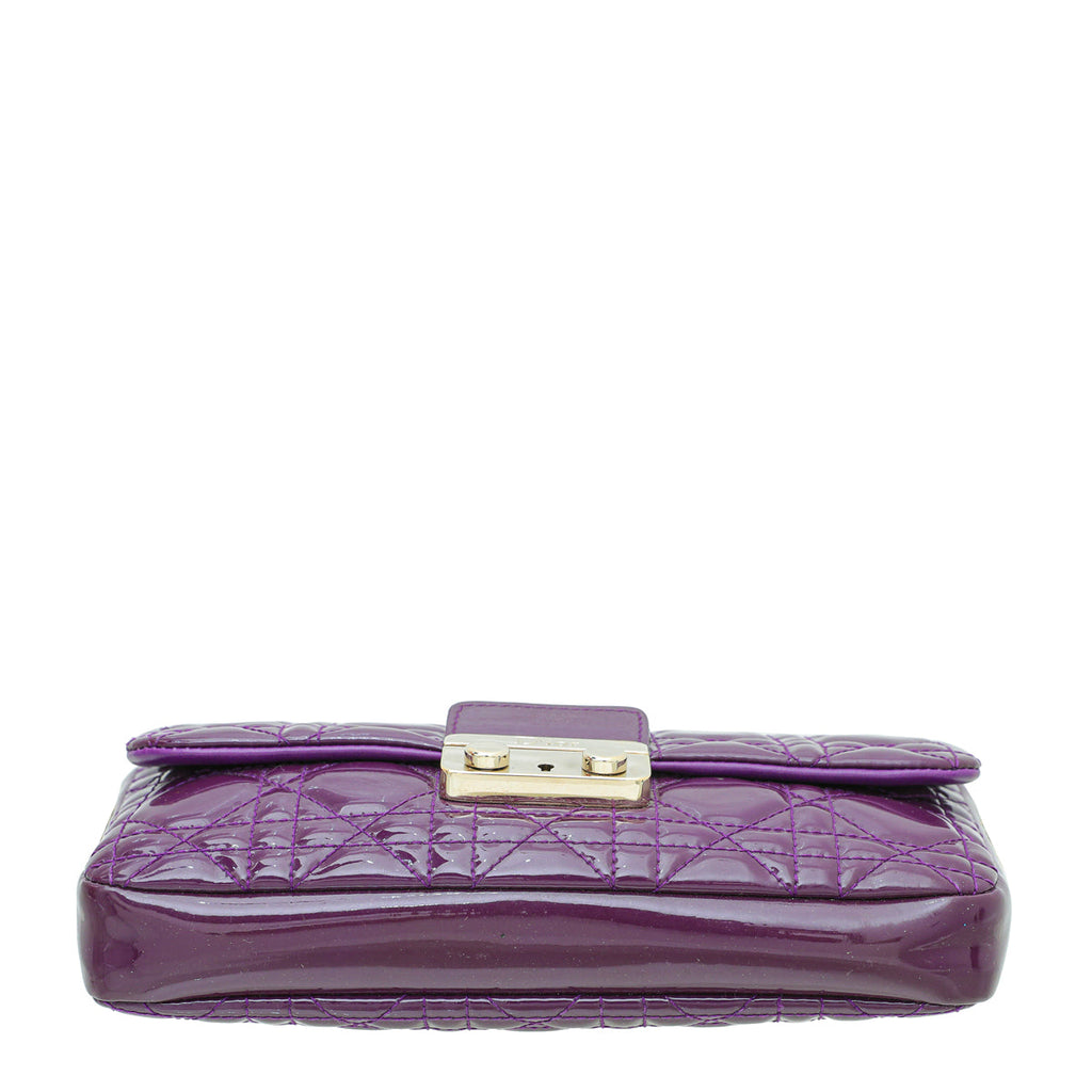 Christian Dior Violet New Lock Promenade Wallet On Chain