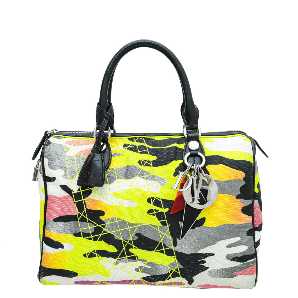 Christian Dior Multicolor Anselm Reyle Camouflage Boston Bag