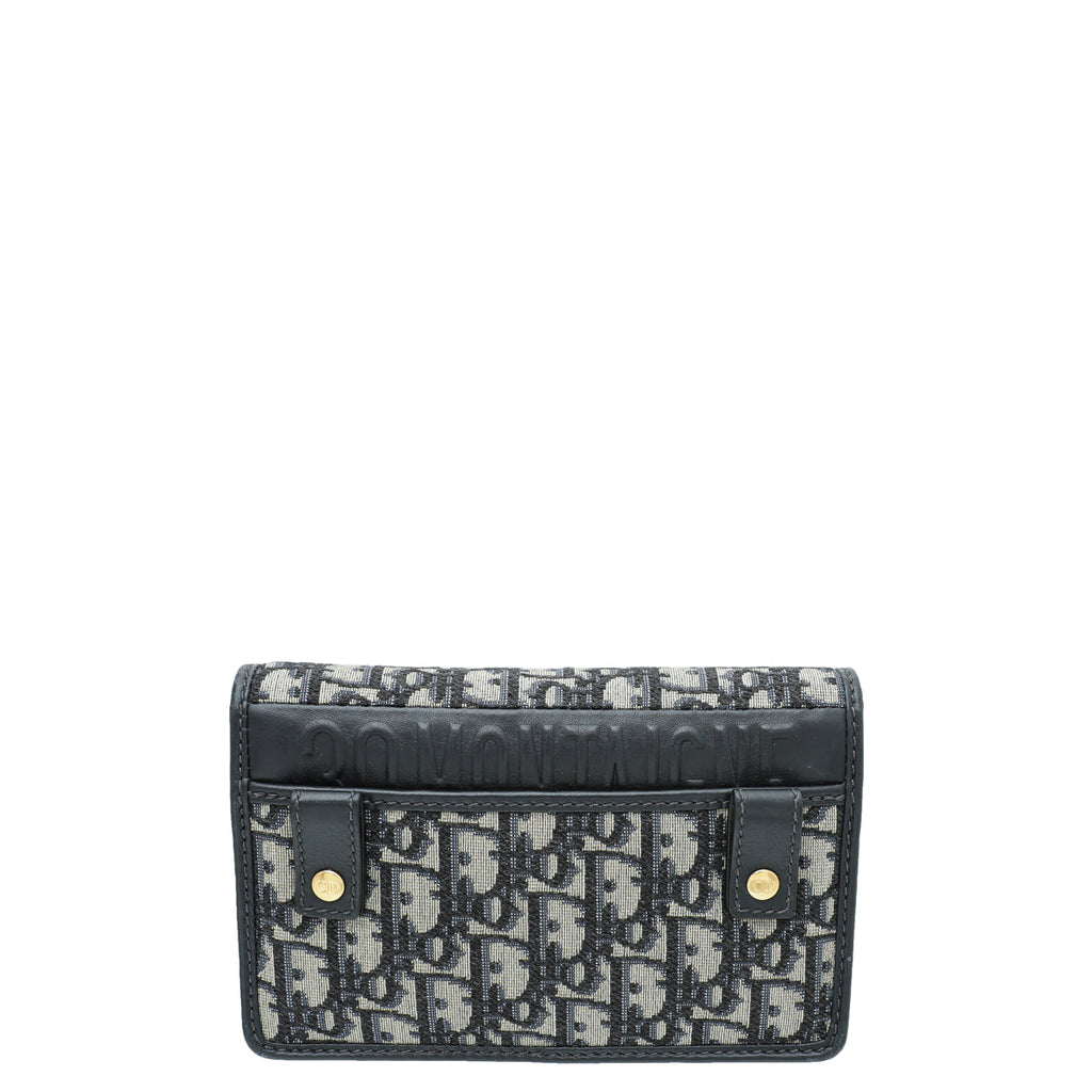 Christian Dior Navy Blue 30 Montaigne Oblique 2 Way Chain Pouch