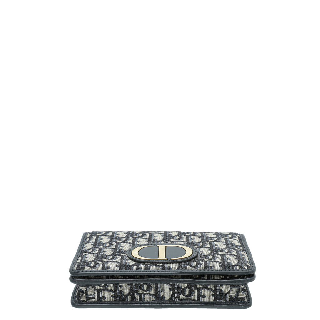 Christian Dior Navy Blue 30 Montaigne Oblique 2 Way Chain Pouch