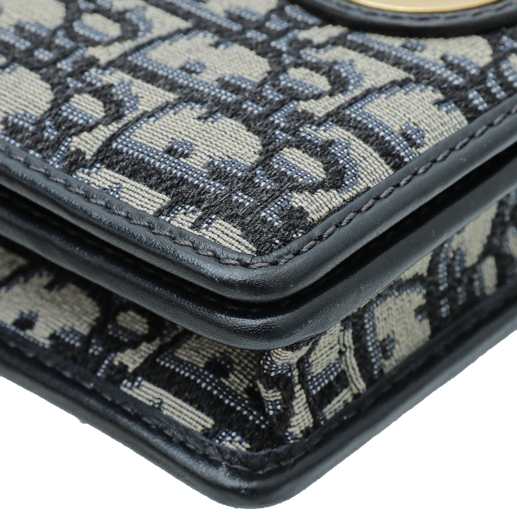 Christian Dior Navy Blue 30 Montaigne Oblique 2 Way Chain Pouch