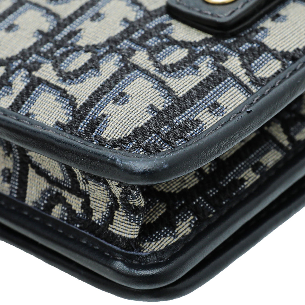 Christian Dior Navy Blue 30 Montaigne Oblique 2 Way Chain Pouch