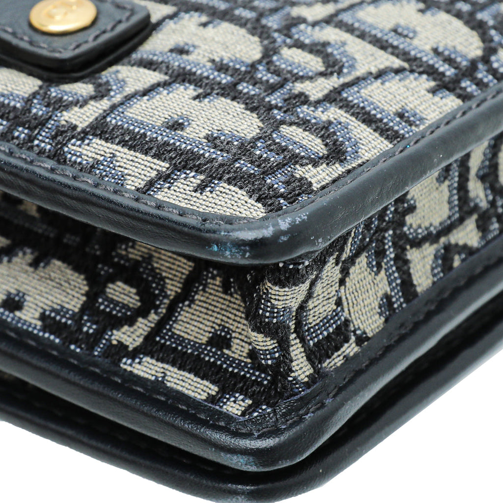 Christian Dior Navy Blue 30 Montaigne Oblique 2 Way Chain Pouch
