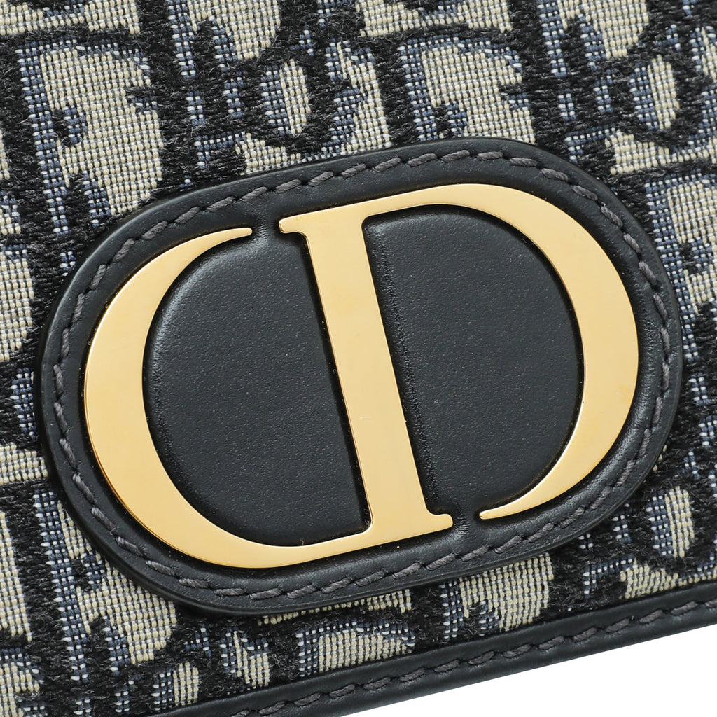 Christian Dior Navy Blue 30 Montaigne Oblique 2 Way Chain Pouch
